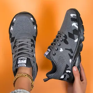 [Adventure] Women's camouflage sneakers-casual lace-up low-top running shoes, lightweight fabric upper with EVA sole, breathable four-season shoes