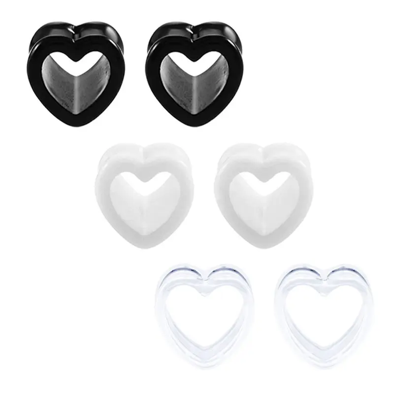 3 Pair Heart Shaped Stud Earrings, Cute Hollow out Earrings for Women & Girls, Punk Matching Jewelry for Party, Daily Clothing Decor, Fashion Jewelry Party, Ear Studs, Stud Earring Sets