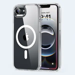 Acrylic Protective Case for iPhone 16e/17e, MagSafe-Compatible Magnetic Mobile Phone Accessory, Military-Grade Shockproof Cover, Classic Hybrid Wireless Casing