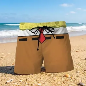 Sponge bob Beach Shorts, Funny Men Swimwear, Boyfriend Swim Trunk Party, Vacation Hawaiian Short, Gift for Him