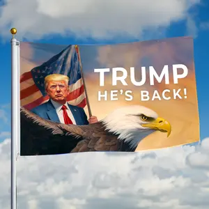 Trump "He's Back" Flag - Lightweight, Eye-Catching Banners for Hanging Landscape Display