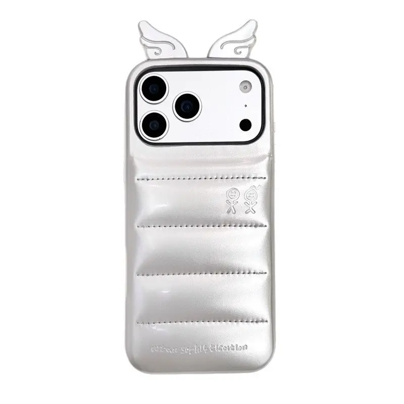 3D Leather Down Feather Wings Soft Rubber Protective Cover, Shockproof Cellphone Protector Accessory for iPhone 17/16/15 Pro Max & 14/13 Devices, Back to School iPhone 16 Accessories,back to school,back to school haul