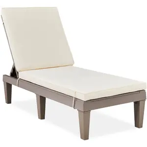 Best Choice Products Outdoor Lounge Chair, Resin Patio Chaise Lounger w/ Seat Cushion, 5 Positions