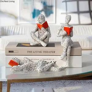 Set of 3 Resin Reading Women Figurine - Little Cute Abstract Art Statue Sculpture for Desk & Bookshelf - Decorative Ornament for Bedroom, Living Room, Office & Home Decor - Unique Birthday & Christmas Gift Idea for Avid Reader, Girl & Women bracelet men