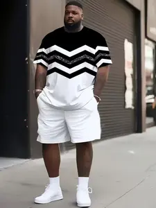 Men's Short Sleeve T-Shirt & Fashion Shorts Matching Set, Menswear Outfit, Loose-Fitting Breathable Casual Wear, All Seasons Clothing, Comfortable Daily