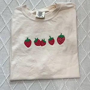 Strawberries embroidered comfort colors T-shirt