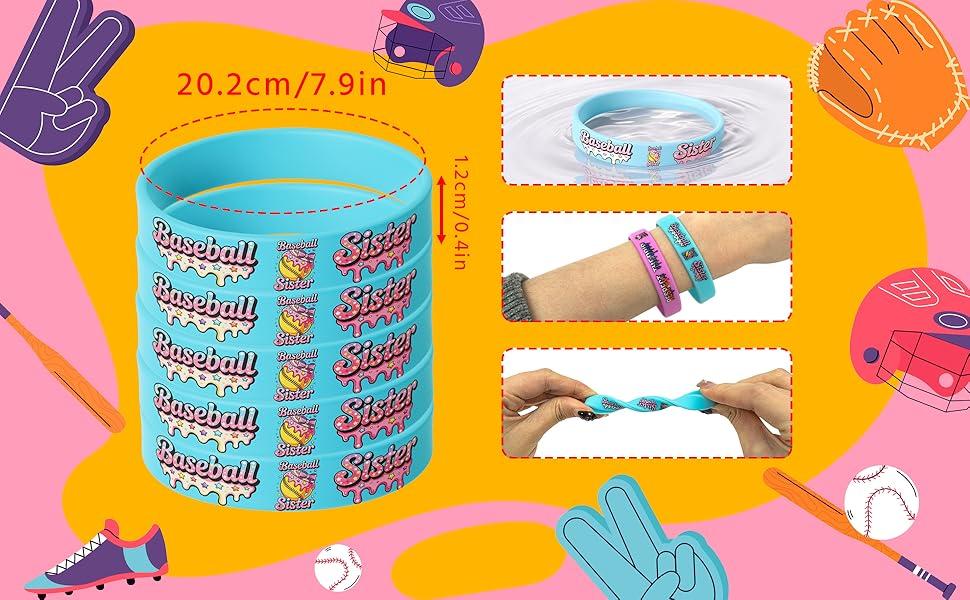 36 Pcs Baseball Softball Silicone Wristbands Set Sports Team Spirit Bracelets for Summer Party Game Day Favor Gift