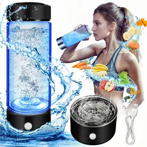 14 oz Portable Hydrogen Water Bottle Generator with PEM-SPE Technology, USB Rechargeable Hydrogen Water Ionizer Cup, Produces up to 3000 ppb Hydrogen in 3 Minutes for Home, Gym, Office & Travel