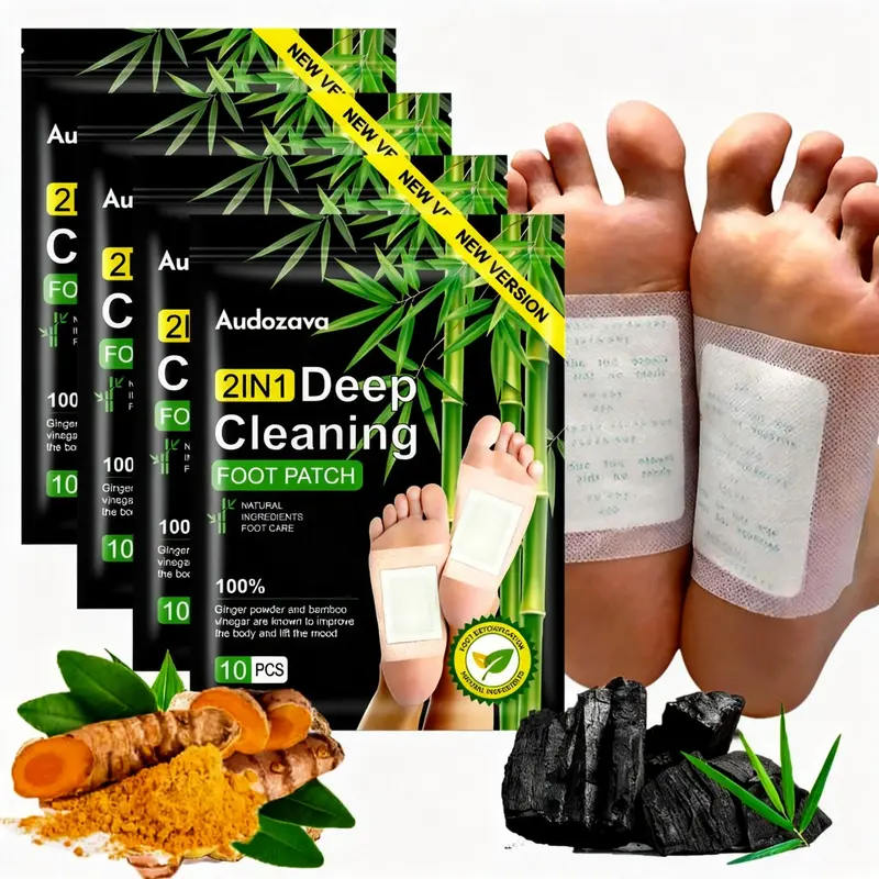 Therapeutic Alcohol-Free Detox Foot Pads to Remove Toxins - Bamboo Charcoal, Ginger & Bamboo Vinegar Herbal Blend, Portable Lightweight Adhesive Footpatches for Overnight Wear, Wellness Aid for Adults (10/20/40pcs, Hand & Foot Care)