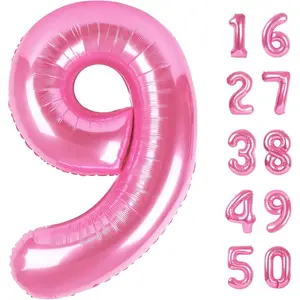 Pink Number 9 Balloon 40 Inch,Jumbo Giant Mylar Pink Number 9,Big Large Foil Helium Number Balloons, Digital 9 Helium Balloons for Girls 19 29 Birthday Graduation Princess Party Decorationsn