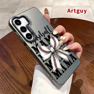 Case Compatible with Samsung Galaxy S24 Plus S25 Ultra S23 Ultra S22+ Baseball Mama Patterned Shockproof Silicone PC Back Protective Smartphone Cover Cellphone Protective