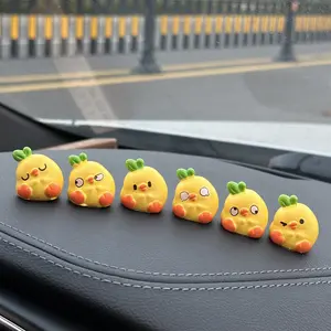 Cute Cartoon Chicken Design Car Ornament, 6 Counts Car Interior Decoration, Car Dashboard Decoration, Car Interior Accessories for Women & Men, Car Trinkets
