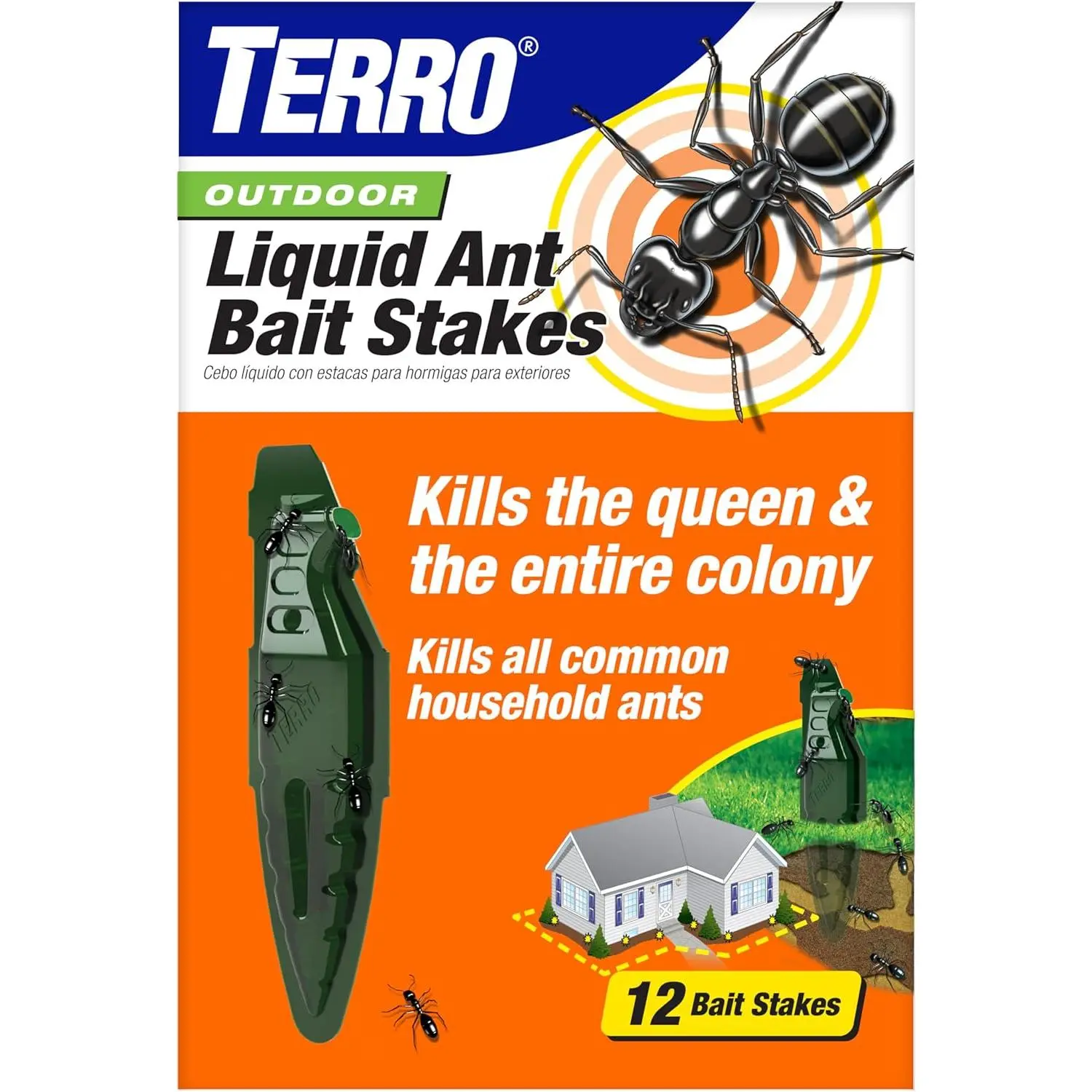 Outdoor Liquid Ant Bait Stakes, 12-Pack, Ready-to-Use Ant Killer Trap | Outdoor Ant Trap for Household Ants including Acrobat, Crazy, Ghost and Little Black Ants, Weatherproof Ant Colony Killer