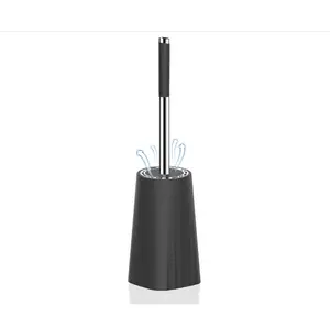 Toilet Brush, Compact Size Toilet Bowl Brush and Holder Toilet Brushes for Bathroom with Stainless Steel Handle Toilet Cleaner Brush with Durable Scrubbing Bristles, Splash-Proof
