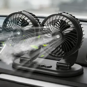AboveMoon 4 Inch Dual Head Car Misting Fan USB Powered With 2 Spray Mister,360 Degree Rotatable,Electric Air Circulation & Cooling Fans For Outdoor,Indoor,Vehicle,Van,Truck,SUV,RV,2 Speeds