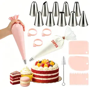 Cake Decorating Tool Set All Skill Level Baker Essential Gear, Smooth Spin Rotating Turntable, Full Kit For Fondant Sculpting & Decorative Icing Border Creation