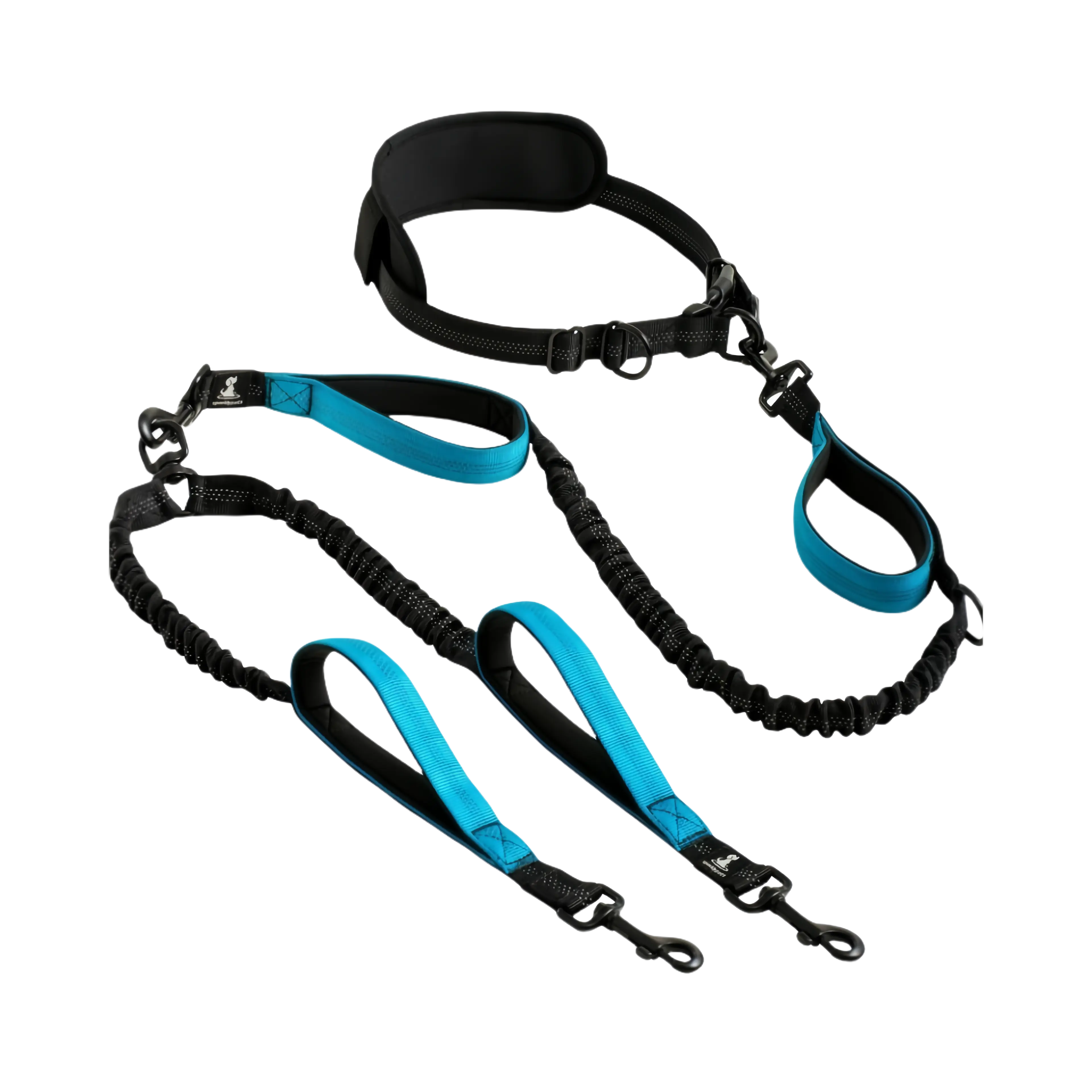 Hands-Free Double Dog Leash with Padded Comfort Tangle-Free Adjustable Dual Lead Swivel Clasp for Walking Two Dogs