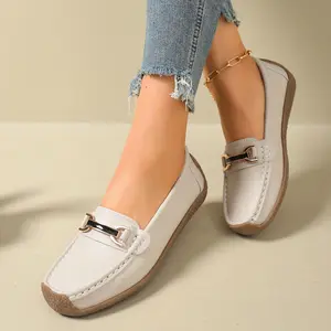 CushHide Women's Slip On Loafers Flats Business Casual Lightweight Work Flats Walking Shoes Comfortable Soft Breathable Superfine Leather Penny Loafers for Women Footwear Slipon Office