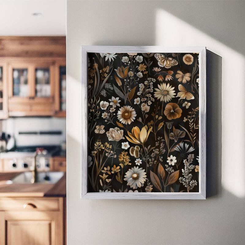 Wildflower Print,  Dark Academia Prints, Dark Botanical Prints, Moody Home Decor, Vintage Art Prints, Moody Wall Art, Dark Cottagecore Art