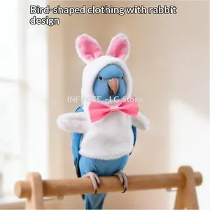 Cute Plush Warmth Bird Clothing Rabbit Shape Parrot Attire With Ears Comfortable Apparel Birds Pet Supplies Accessories