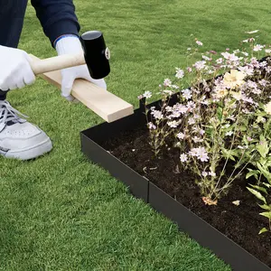 6 Pack Cor-Ten Steel Landscape Edging, w/Black Paint Finish, 40" L x 8" H Strips, Hammer-in Galvanized steel Corten Edging Border w/8 Clips & Gloves - Edge for Lawn Yard, 20Ft