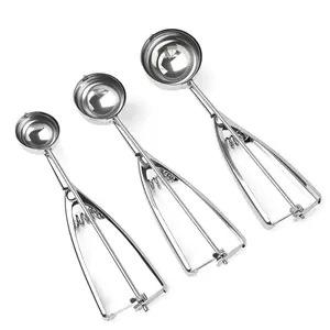 Ice Cream Scoop, 3Pcs Cookie Scoop Set, Stainless Steel Ice Cream Scooper with Trigger Release, Cookie Scooper for Baking, Cookie Dough Scoop, Kitchen Gadgets, Spoons, Utensils