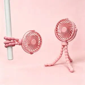 1pc 3 in 1 Portable Mini USB Fan with Flexible Tripod, Clip On Fan for Stroller High Chair Bike Desk, Rechargeable 360 Rotatable Cooling Fan for Baby Travel Camping Outdoor Indoor