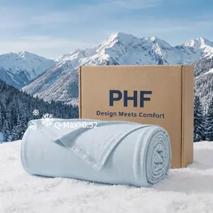 PHF Reversible Double Cooling Blanket for Hot Sleepers - Breathable, Lightweight, Portable Silky Blanket for Home, Office, Travel, Car - Perfect Summer Gift for Boyfriends, Men, Mother's Day, and Teen Bedrooms