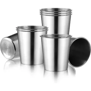 8 Pack 8 oz Stainless Steel Cups, Small Metal Cups, Unbreakable Drinking Glasses, Water Tumblers