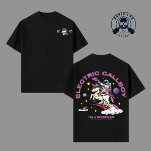 Electric Callboy Spaceman Unicorn Graphic T-Shirt, Oversized Cotton Tee, EDM Metal Party Space Design Shirt, Streetwear Unisex