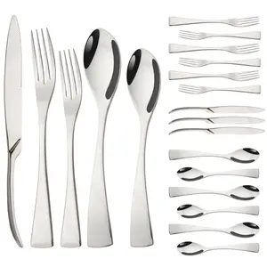 Stainless Steel 20 Piece Mirror Polished Silver Flatware Set,Dinner Knife Fork Salad Fork Dessert Spoon，Service for 4 ，Silverware Utensil Sets