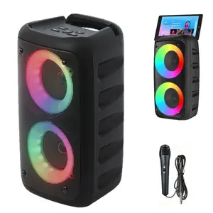 Protable Bluetooth Speaker, Wireless Rechargeable Speaker With Microphone, Party Speaker with Powerful Sound, Outdoor Party Speaker with GRB Light, Wired or Wireless Speakers, TWS, TF, AUX, MIC a Variety of Audio Interfaces