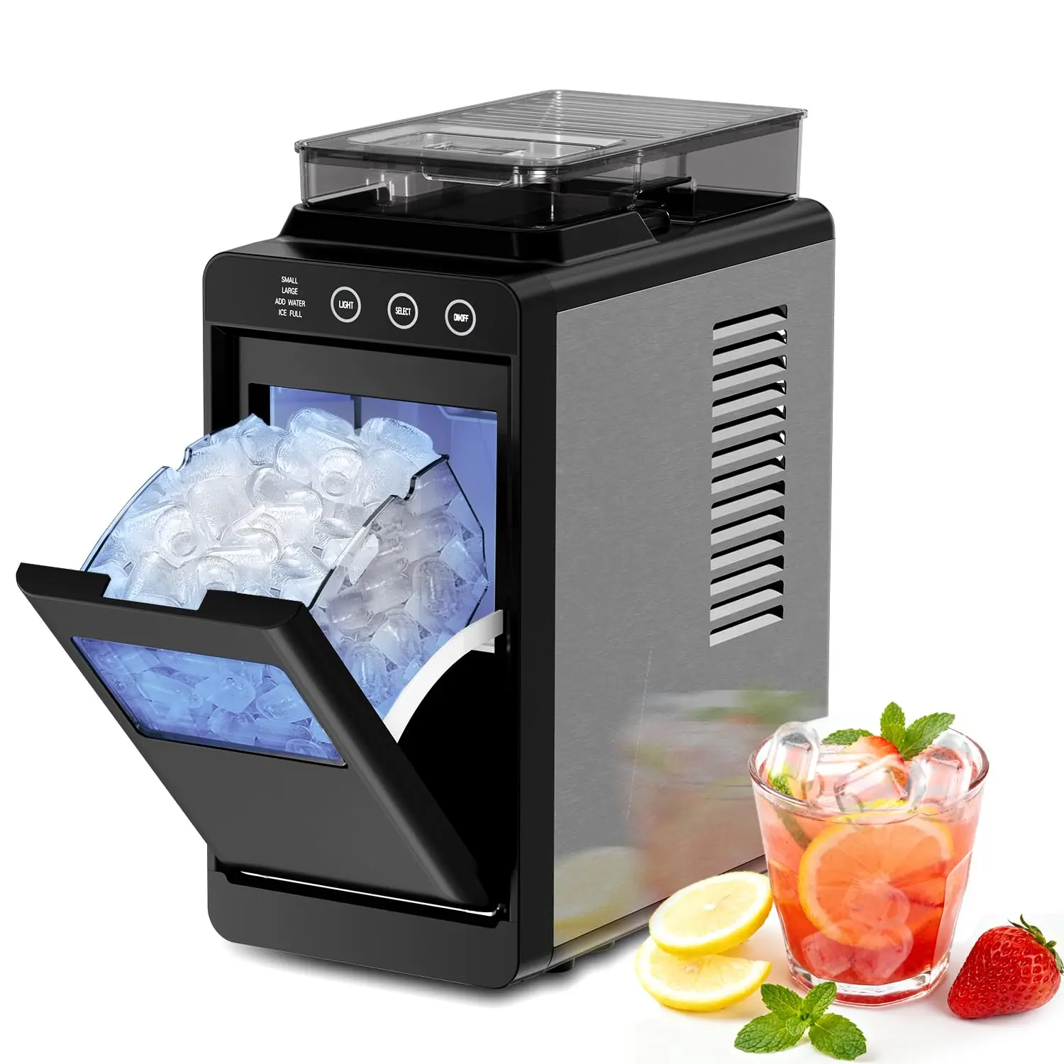 Countertop Ice Makers, 8 Bullet ICES in 6 Mins, 26lbs/24Hrs, 2 Ice Sizes, Self-Cleaning Portable Ice Maker Machine with Touch Display Blue Light for Home/Office/Bar, 1.1lb Storage,home essentials