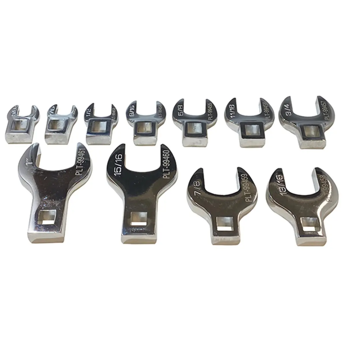 212 MAIN 0.37 in. Drive SAE 11-Piece Right Angle Crowfoot Wrench Set, ANSI Standard Chrome Steel, Corrosion-Resistant, Full Polish, for Tight Spaces, Right Angle Wrench