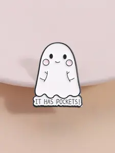 Cute Ghost Brooch Blush It Has Pockets Text, Fun and Cute Design, Daily Casual Wear Accessory, Fashion Jewelry for Women, Jewellery