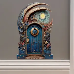 Moon and Stars Fairy Door - Fairy Door 3D Wall Sticker Waterproof Gift Mural Decor