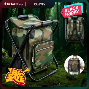 Foldable Backpack Chair with Thermal Insulation Compartment，Adjustable Straps, Detachable Storage Pockets and Side Bottle Holder，Lightweight Heavy-Duty Backpack Stool for Adults