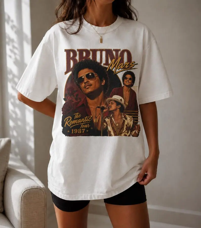 Retro 1987 Romantic Tour Graphic T-Shirt  Vintage Singer Concert Tee