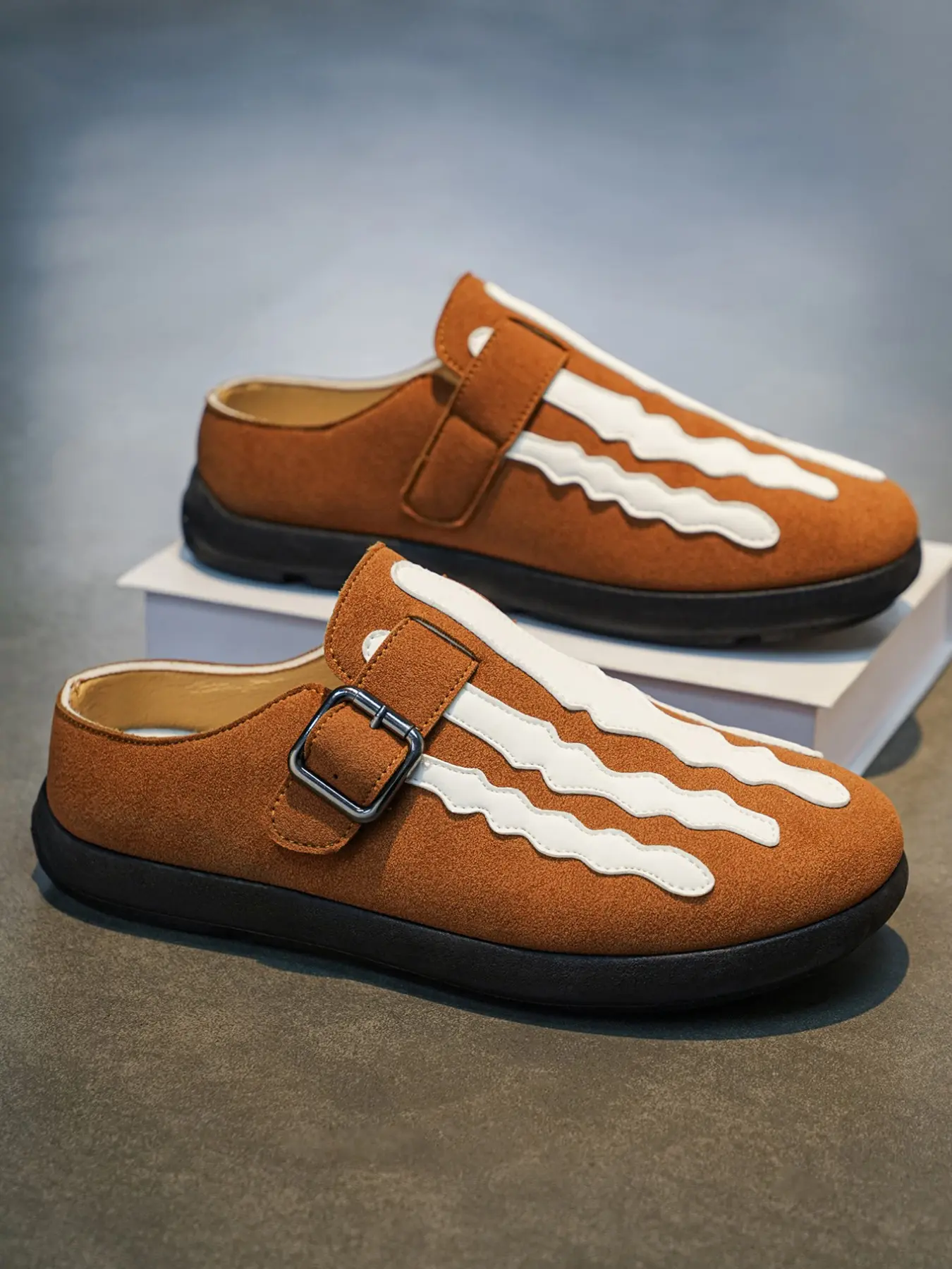 Men's 2026 Summer New Thick Sole Cork Fashion Slip-On Half Slippers, Trendy Birkken Shoes, Comfortable One-Click Lazy Style, Cork Clogs
