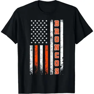 Broncos Name Retro Vintage First Name Broncos Lover Usa Flag T-Shirt,Made in USA