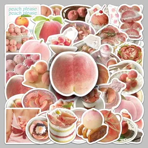 50pcs peach-style fresh and cute cartoon fruit graffiti creative stickers diy notebook photo album glass cup table stickers