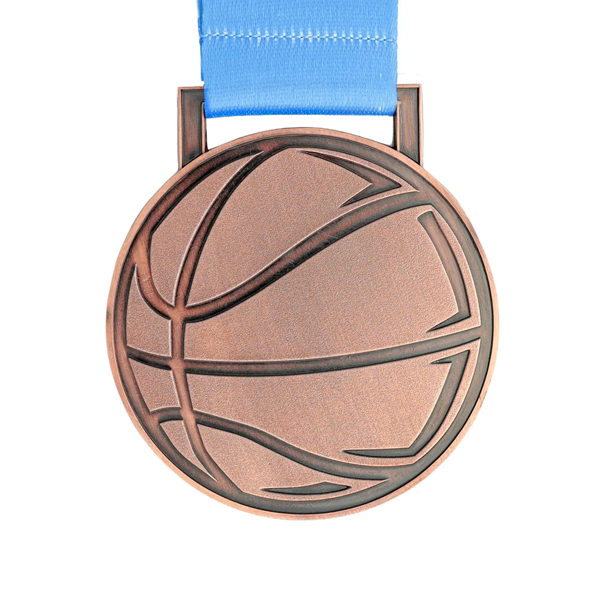 MED27 Basketball Medal - Antique Copper&Blue