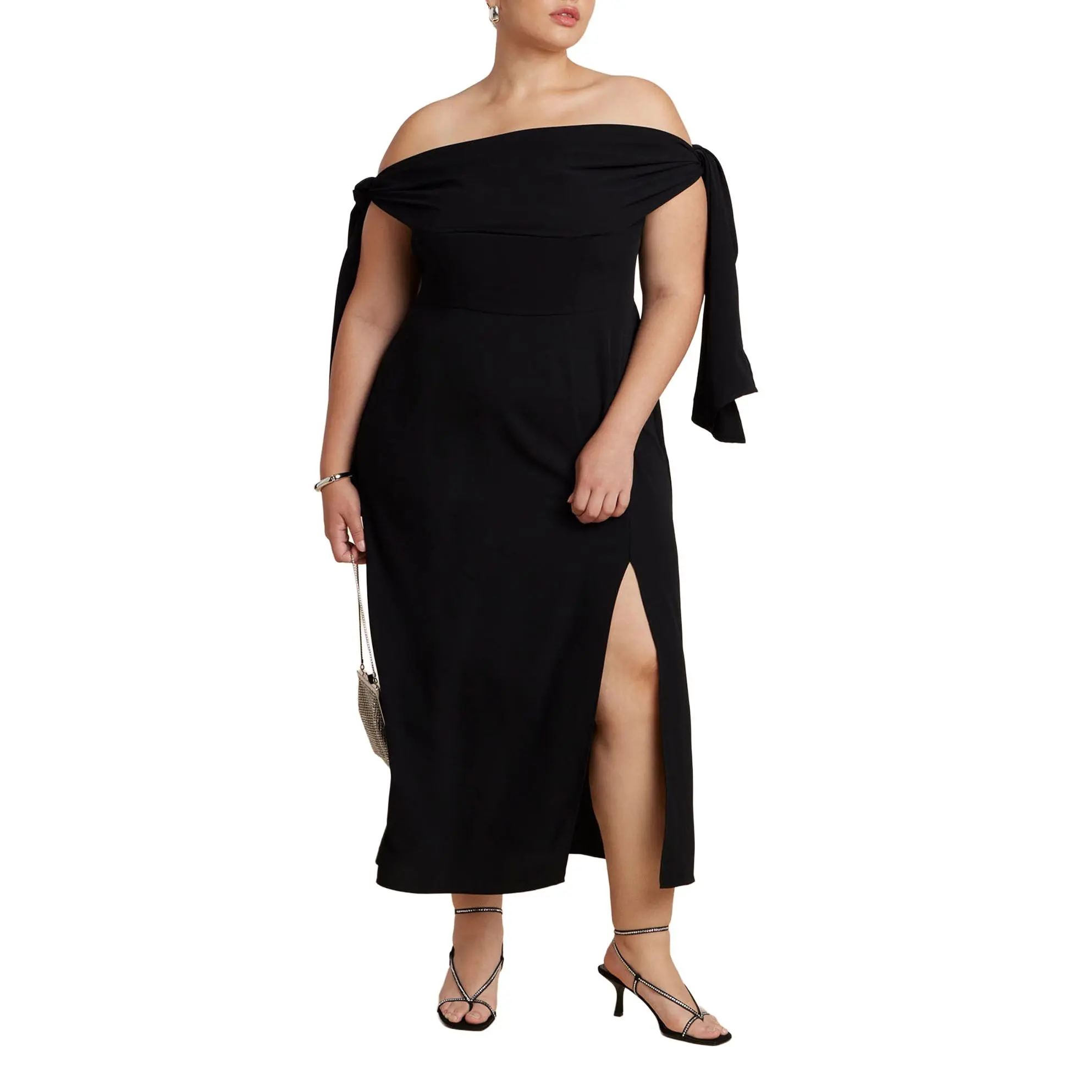 ELOQUII Women's Plus Size Tie Detail Column Dress