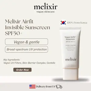 Melixir Airfit Invisible Sunscreen SPF50+ 50ml | No White Cast | Hyaluronic Acid & Rice Extract | Korean Sunscreen for All Skin Types