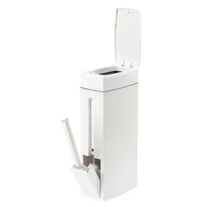 Narrow Bathroom Trash Can with Toilet Brush 4.5L Press-type Waste Bin Dustbin
