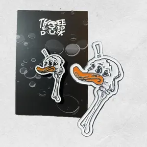 Three Eyed Duck - White skeleton duck enamel pin - streetwear
