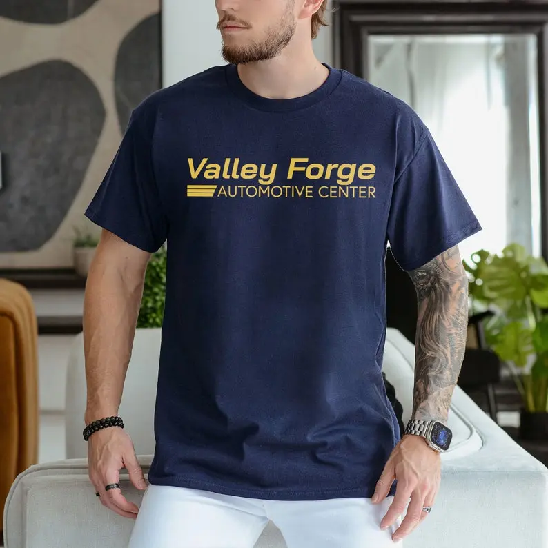 Valley Forge Automotive Center T-Shirt, Car and Tires Store Shirt, Shane Gillis Television Series Graphic Tee, Funny TV Show Merch, Unisex Gildan Tee