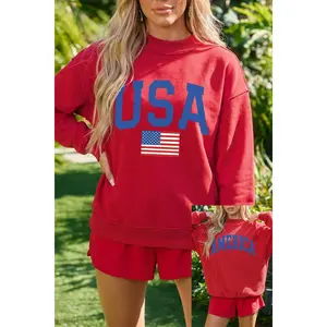 Racing Red Mock Neck Reversible USA/America Graphic Sweatshirt