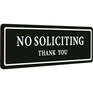 No Soliciting Sign for House, 16" x 4" Premium Durable No Soliciting Signs for Home, No Solicitation Signs for Front Door/Wall/Window, Clear and Easy to Read