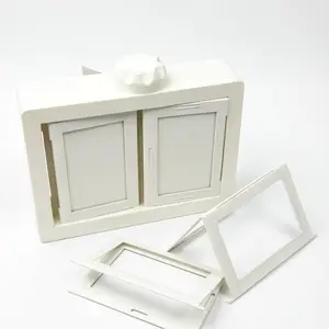 Cute White Rotating Flip Photo Frame | 24-Pocket 2x3 Polaroid & Mini Film Display, DIY Desktop Stand Decor for Photo Lovers